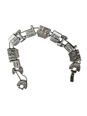 Vintage BG Slide Charm Silver Tone Realtor Bracelet 7 1/2" Long